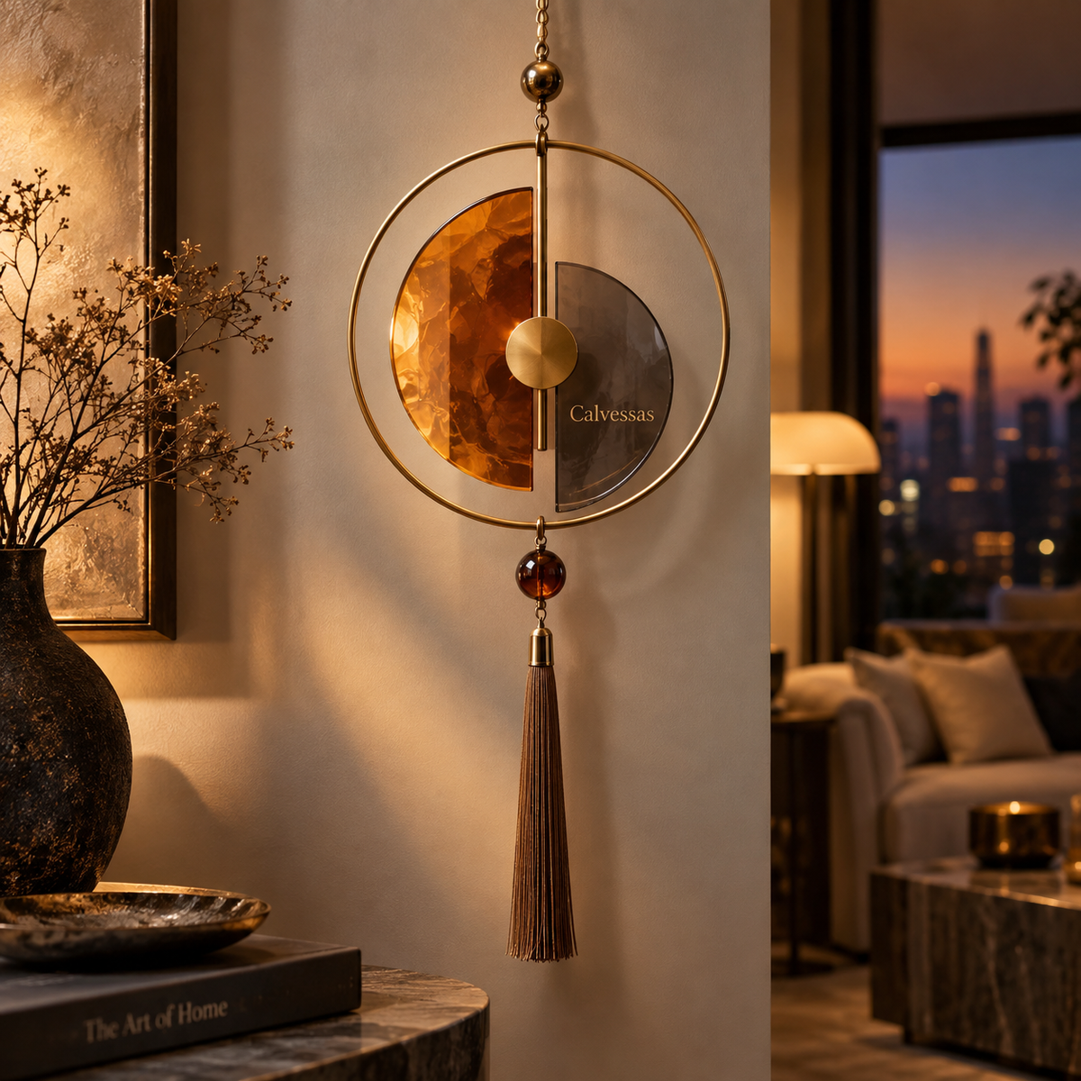 Calvessas™ Solara Halo Amber Tassel Hanging Accent