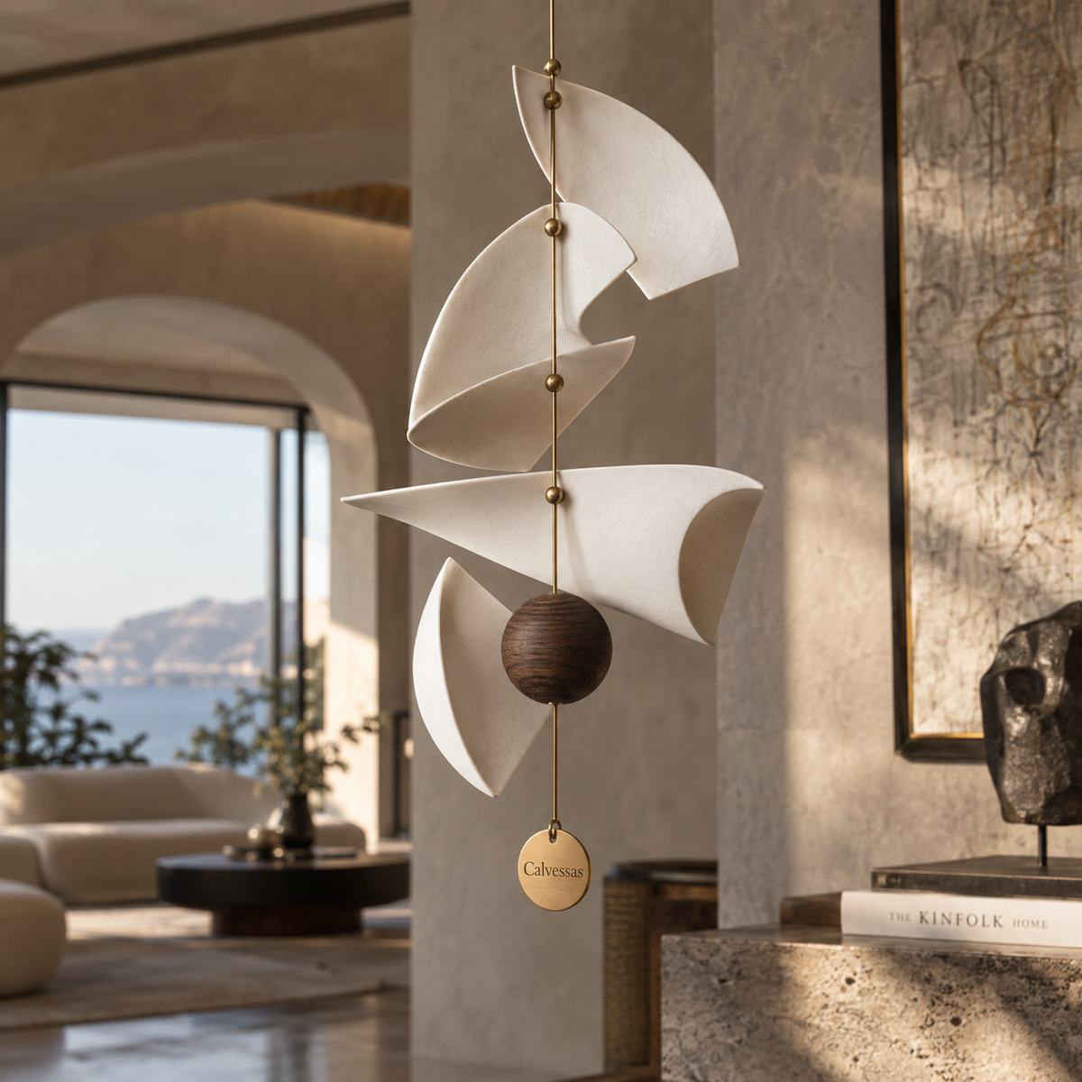 Calvessas™ Aveline Ivory Sail Hanging Sculpture