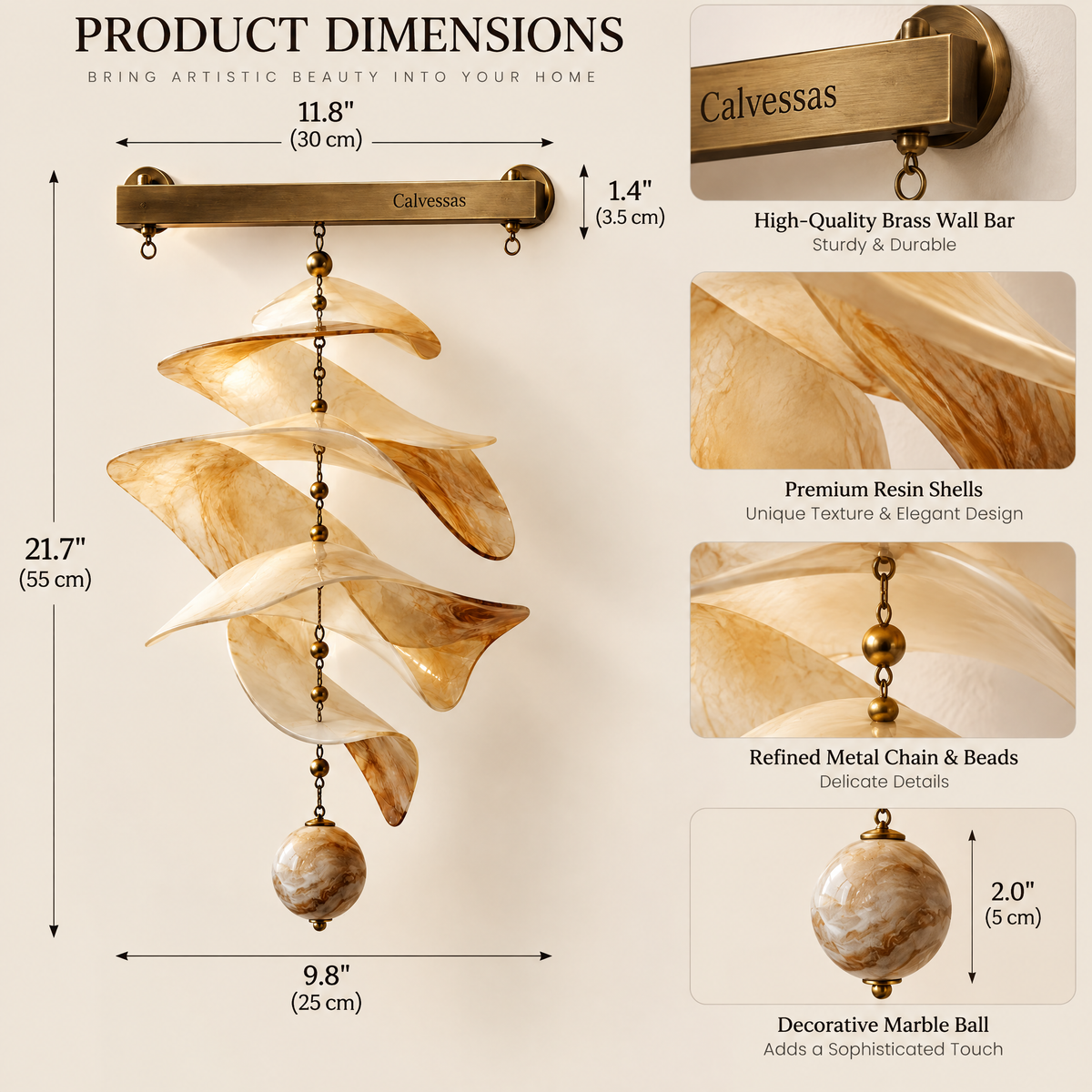 Calvessas™ Aurevia Amber Flow Hanging Sculpture