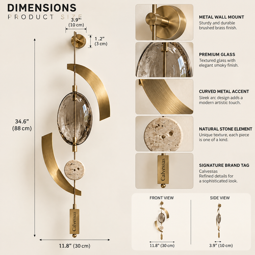 Calvessas™ Aurelia Arc Glass & Stone Hanging Accent