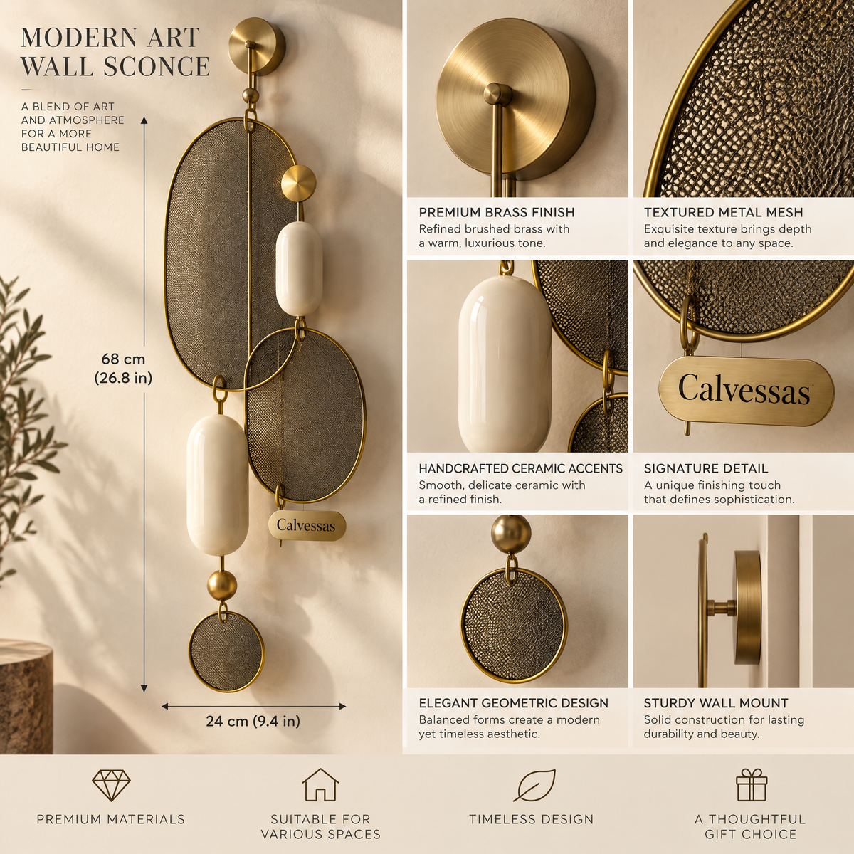 Calvessas™ Orlena Mesh Orbit Wall Sculpture