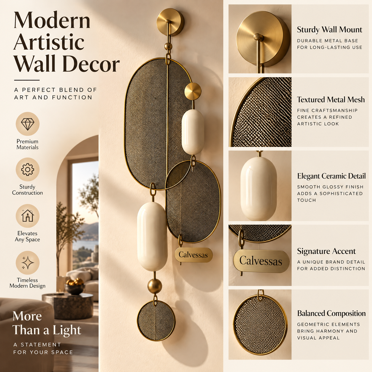 Calvessas™ Orlena Mesh Orbit Wall Sculpture
