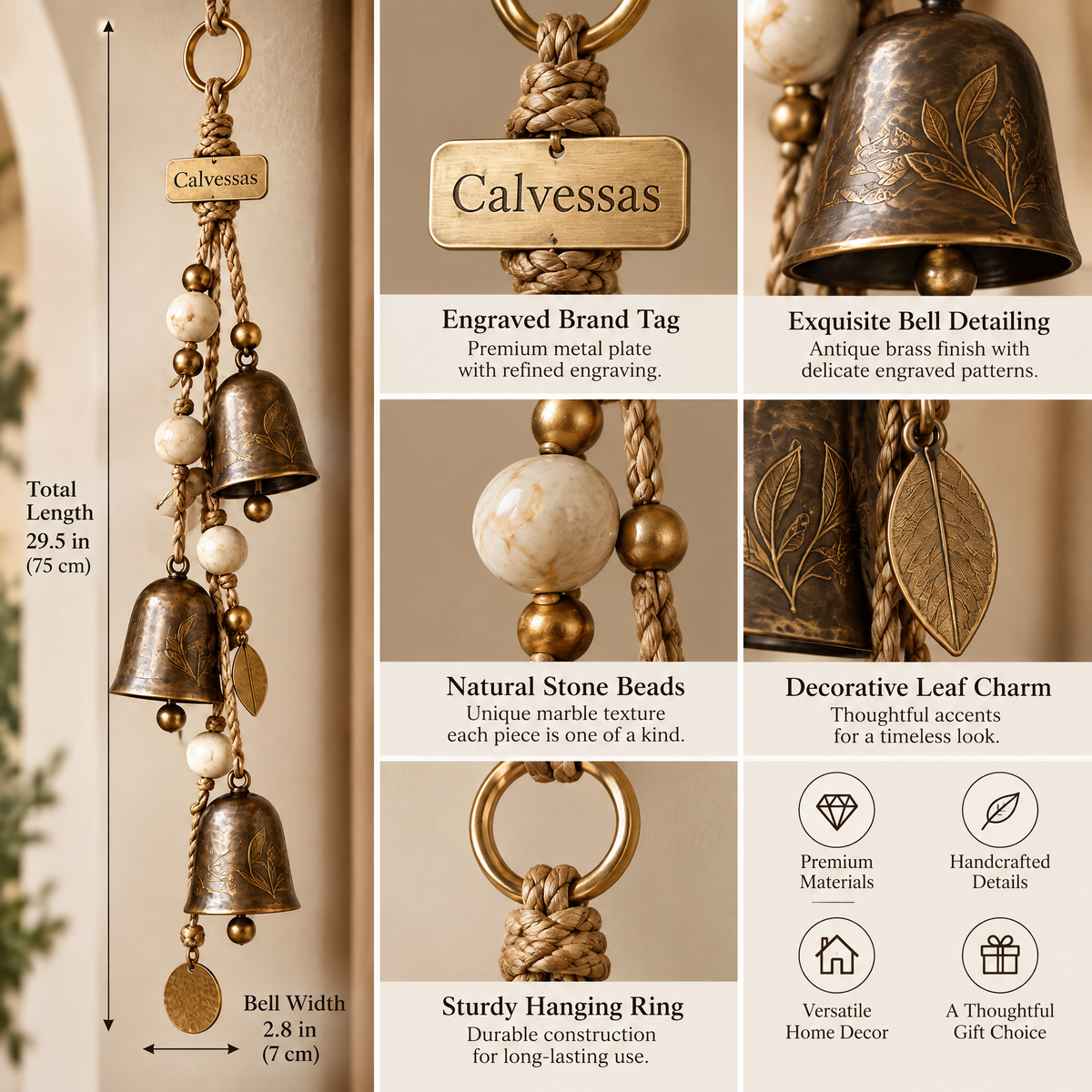Calvessas™ Bellora Brass Chime Hanging Ornament