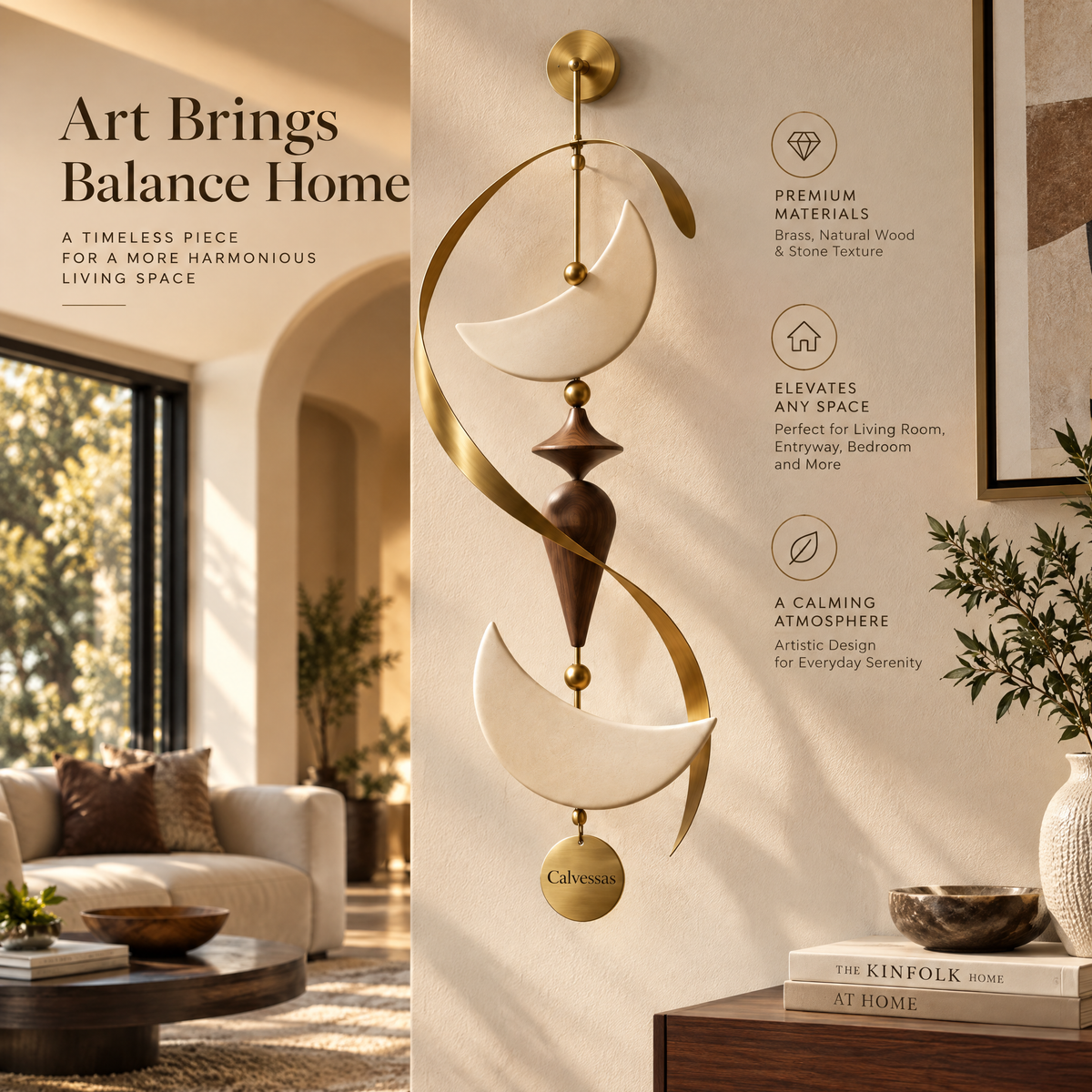 Calvessas™ LunaArc Crescent Sculptural Wall Hanging