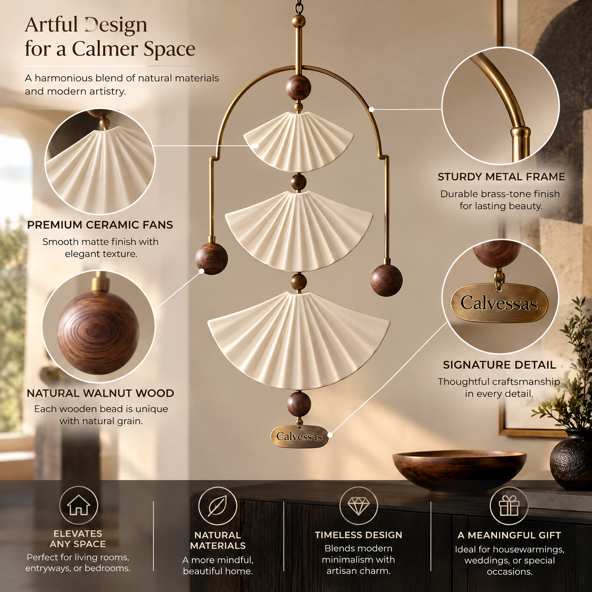 Calvessas™ Aureline Fan Arc Hanging Sculpture