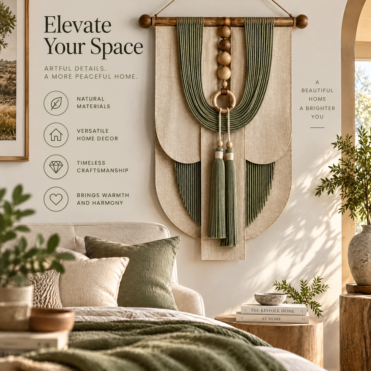 Calvessas™ SageWeave Layered Tassel Wall Hanging