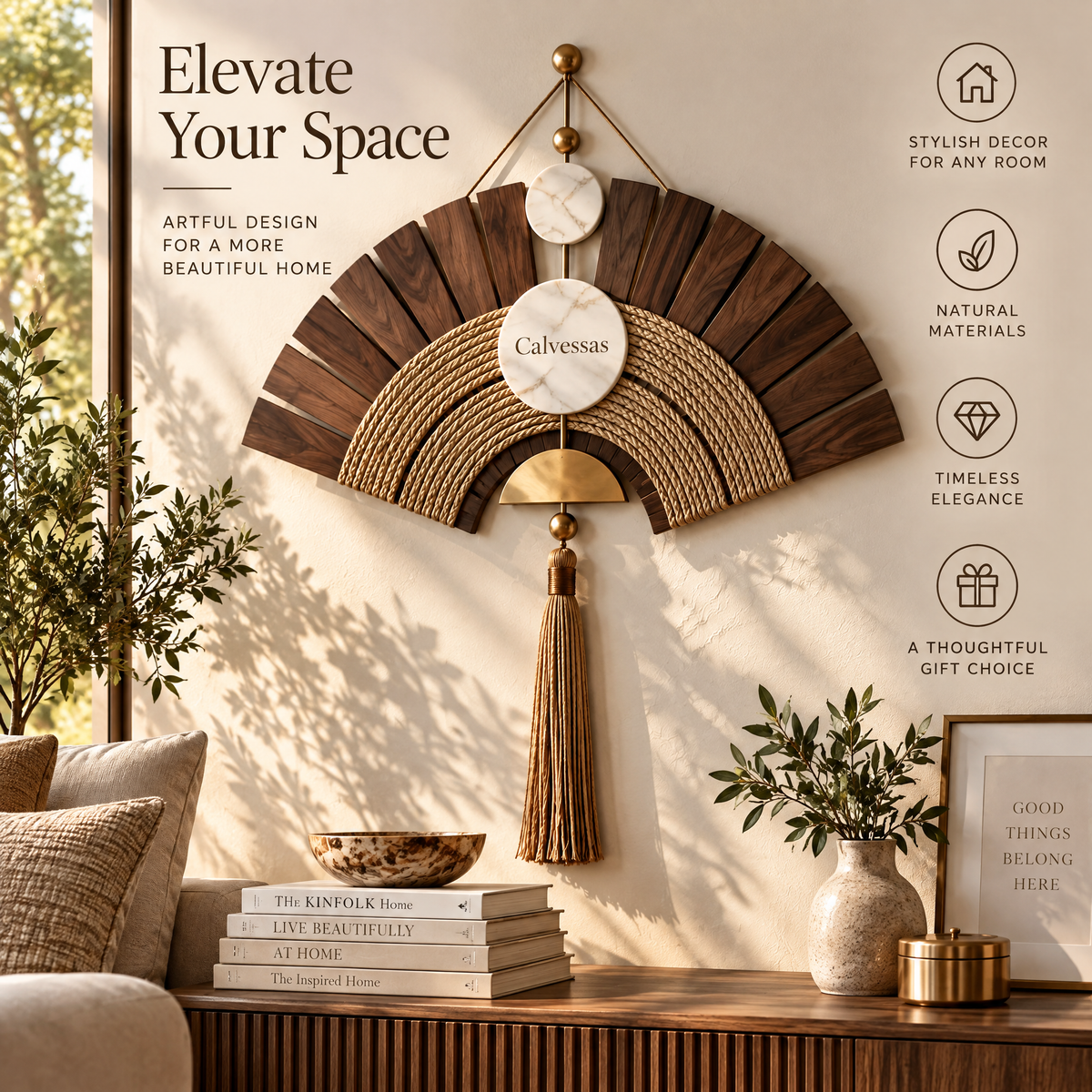 Calvessas™ Serenna Woven Fan Wall Sculpture