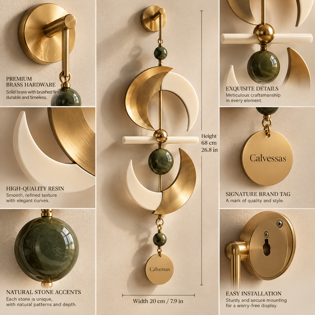 Calvessas™ Lunara Crescent Balance Wall Sculpture