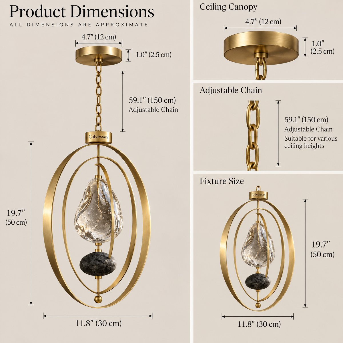 Calvessas™ LumaOrbit Glass Drop Hanging Sculpture